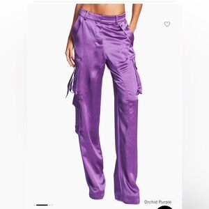 Retrofete Andre Pant. Satin Cargo in Purple. Size small